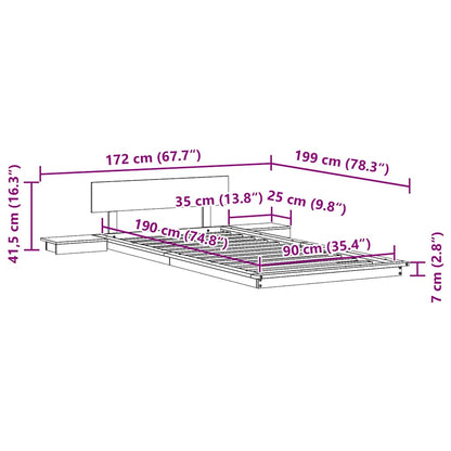 Bed Frame Brown 90 x 190 cm Wood