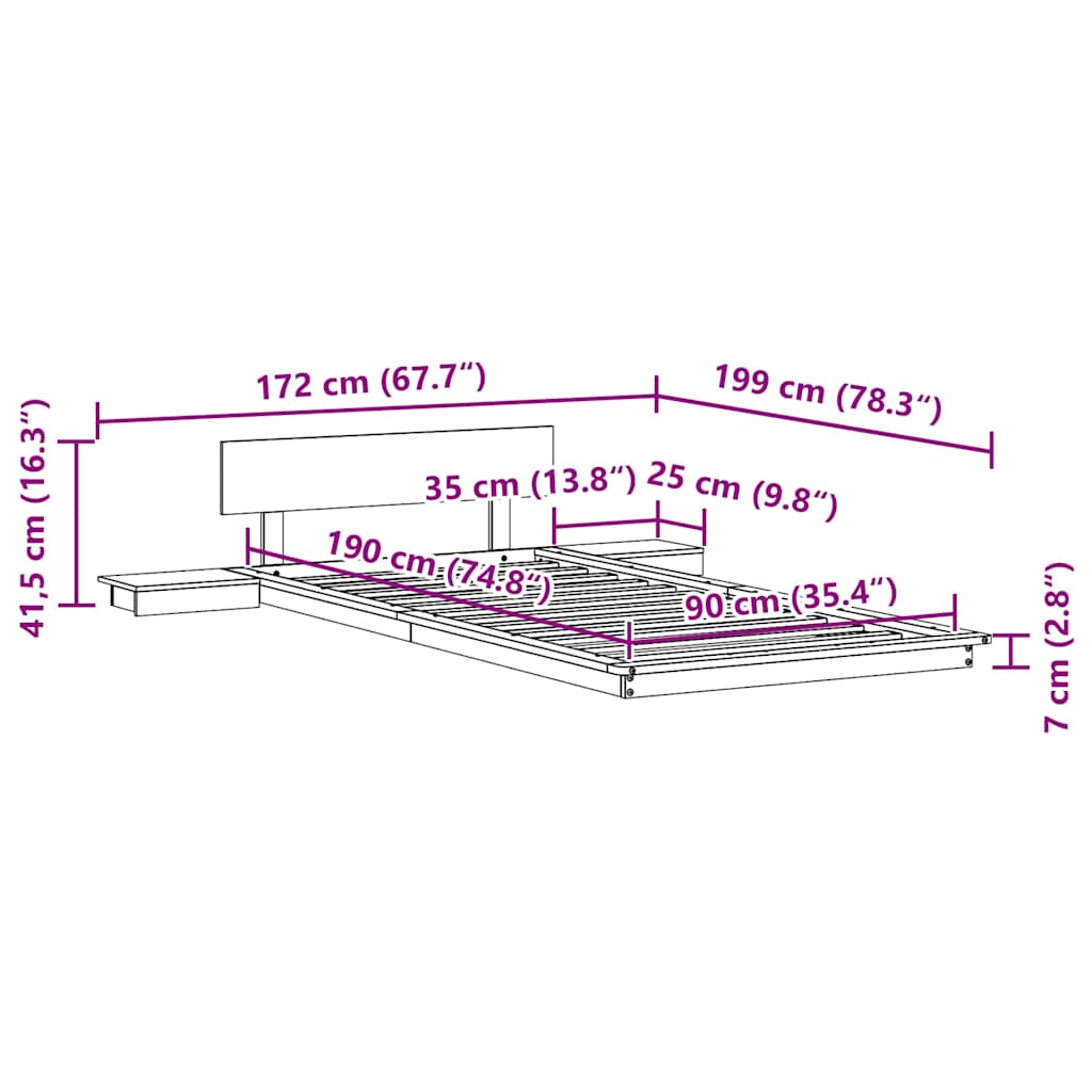 Bed Frame White 90 x 190 cm Wood