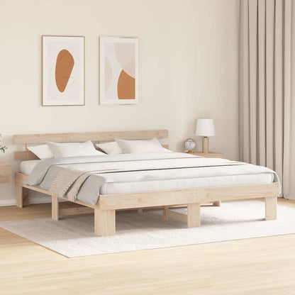 Bed Frame with Headboard Brown 200 x 200 cm