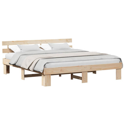 Bed Frame with Headboard Brown 200 x 200 cm