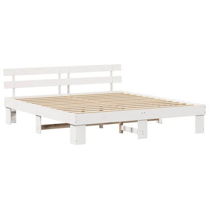 Bed Frame with Headboard White 200 x 200 cm