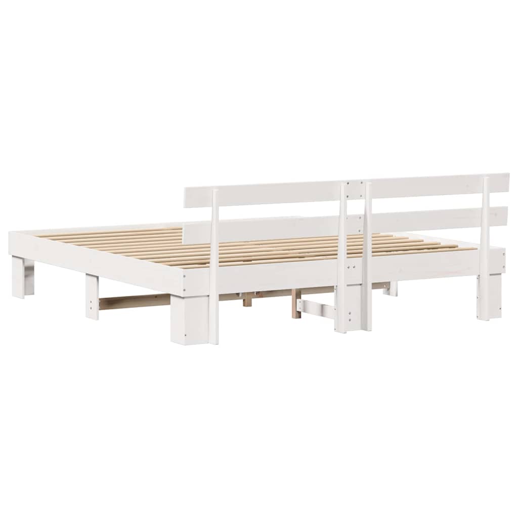 Bed Frame with Headboard White 200 x 200 cm