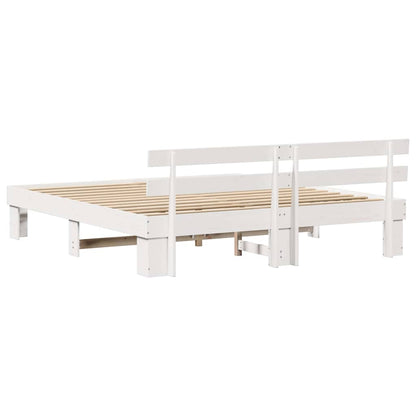 Bed Frame with Headboard White 200 x 200 cm