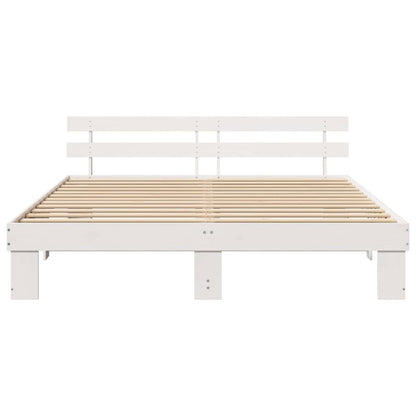 Bed Frame with Headboard White 200 x 200 cm