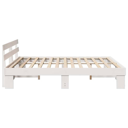 Bed Frame with Headboard White 200 x 200 cm
