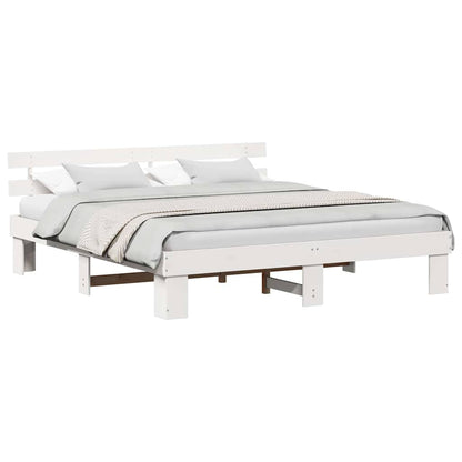 Bed Frame with Headboard White 180 x 200 cm
