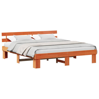 Bed Frame with Headboard Brown 180 x 200 cm
