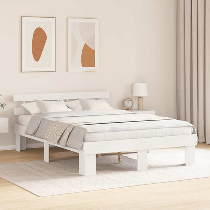 Bed Frame with Headboard White 150 x 200 cm