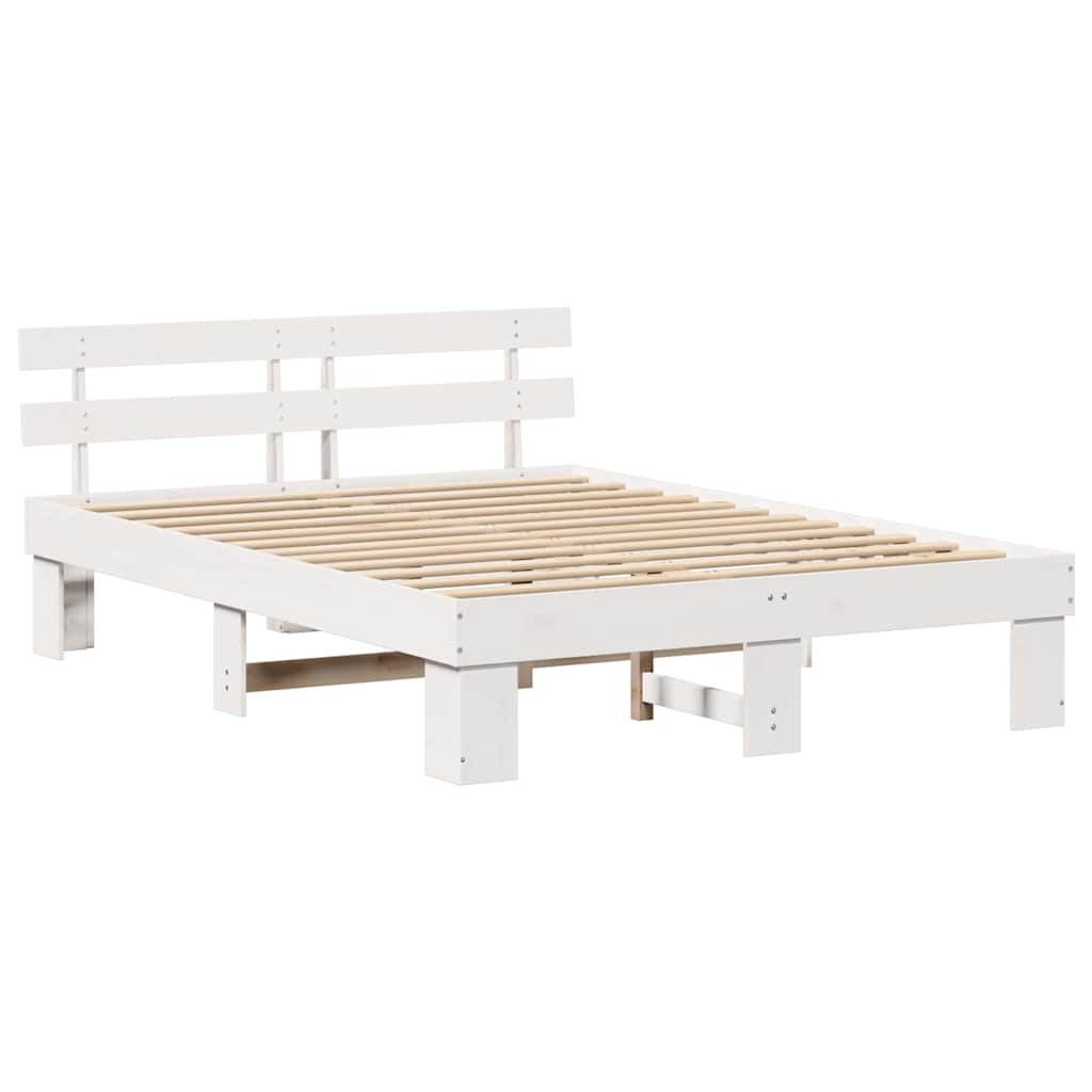Bed Frame with Headboard White 150 x 200 cm