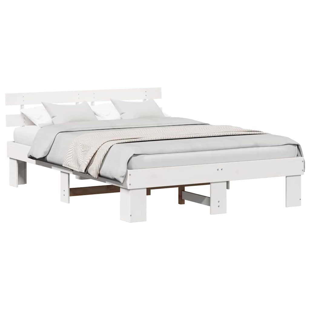 Bed Frame with Headboard White 150 x 200 cm