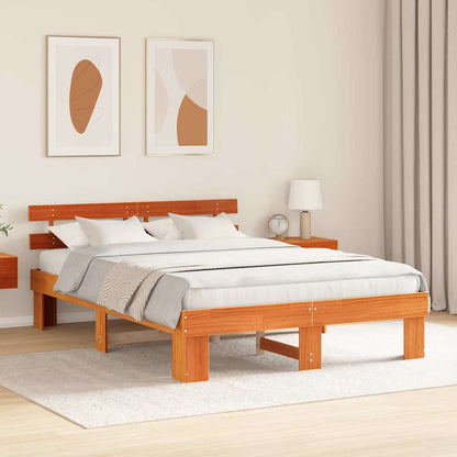 Bed Frame with Headboard Brown 150 x 200 cm Solid Pine wood