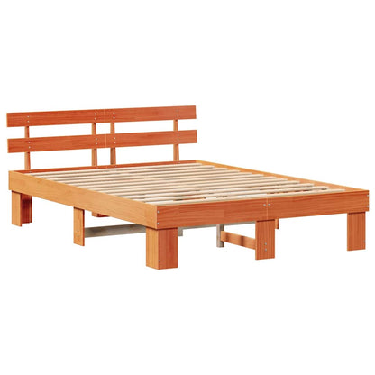 Bed Frame with Headboard Brown 150 x 200 cm Solid Pine wood