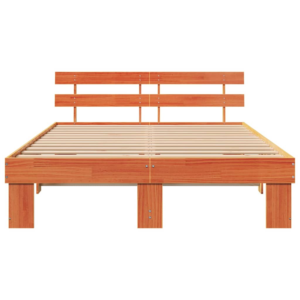 Bed Frame with Headboard Brown 150 x 200 cm Solid Pine wood