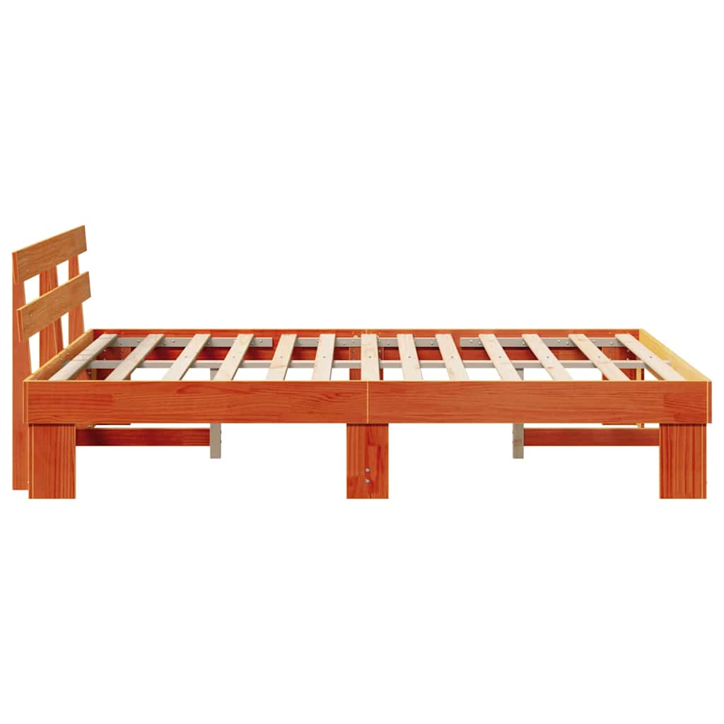 Bed Frame with Headboard Brown 150 x 200 cm Solid Pine wood