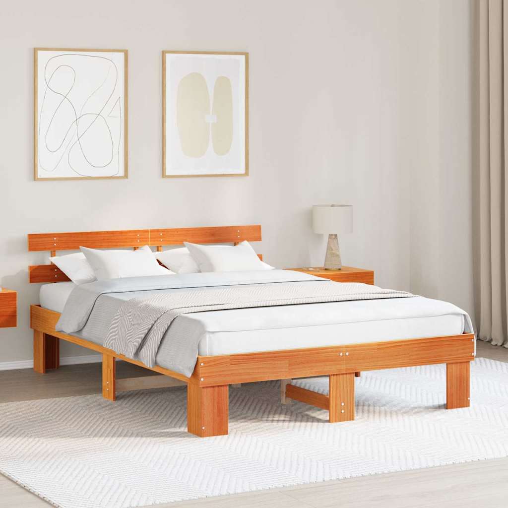 Bed Frame with Headboard Brown 140 x 200 cm