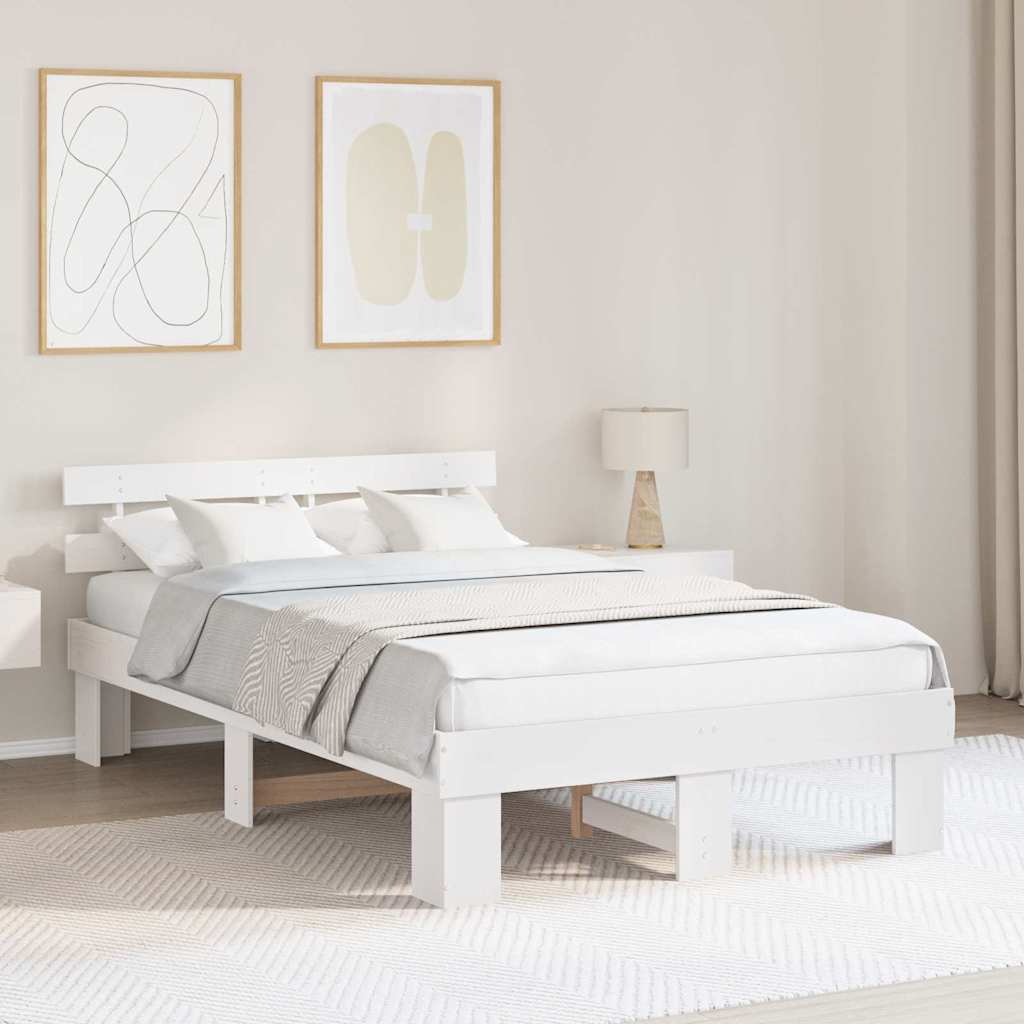 Bed Frame with Headboard with Drawer White 120 x 200 cm