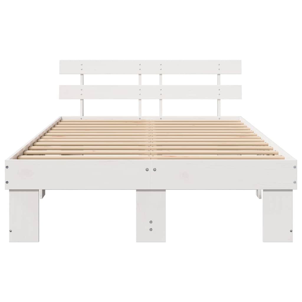 Bed Frame with Headboard with Drawer White 120 x 200 cm