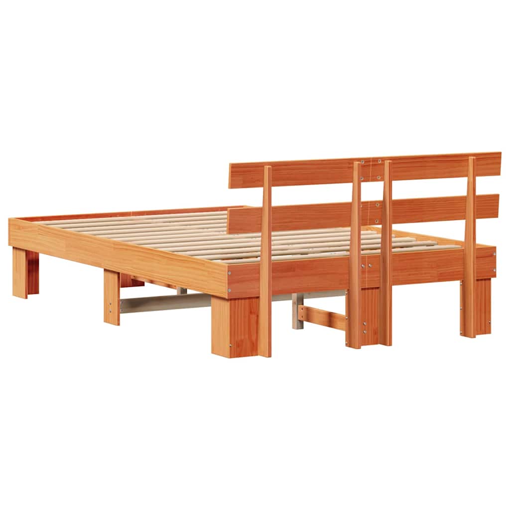 Bed Frame with Headboard Brown 140 x 190 cm