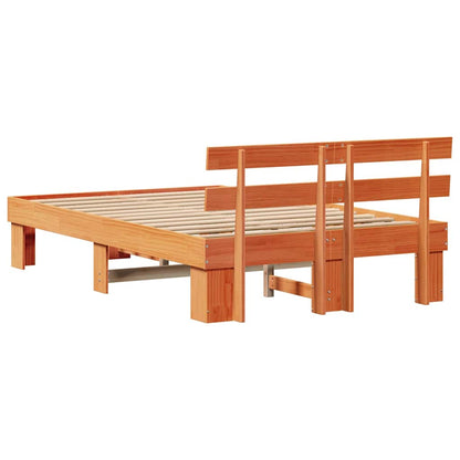 Bed Frame with Headboard Brown 140 x 190 cm