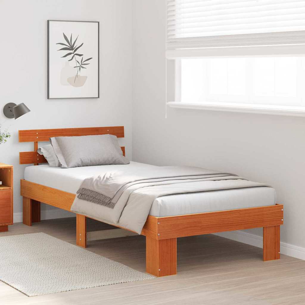 Bed Frame with Headboard Brown 90 x 200 cm