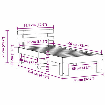 Bed Frame with Headboard White 80 x 200 cm