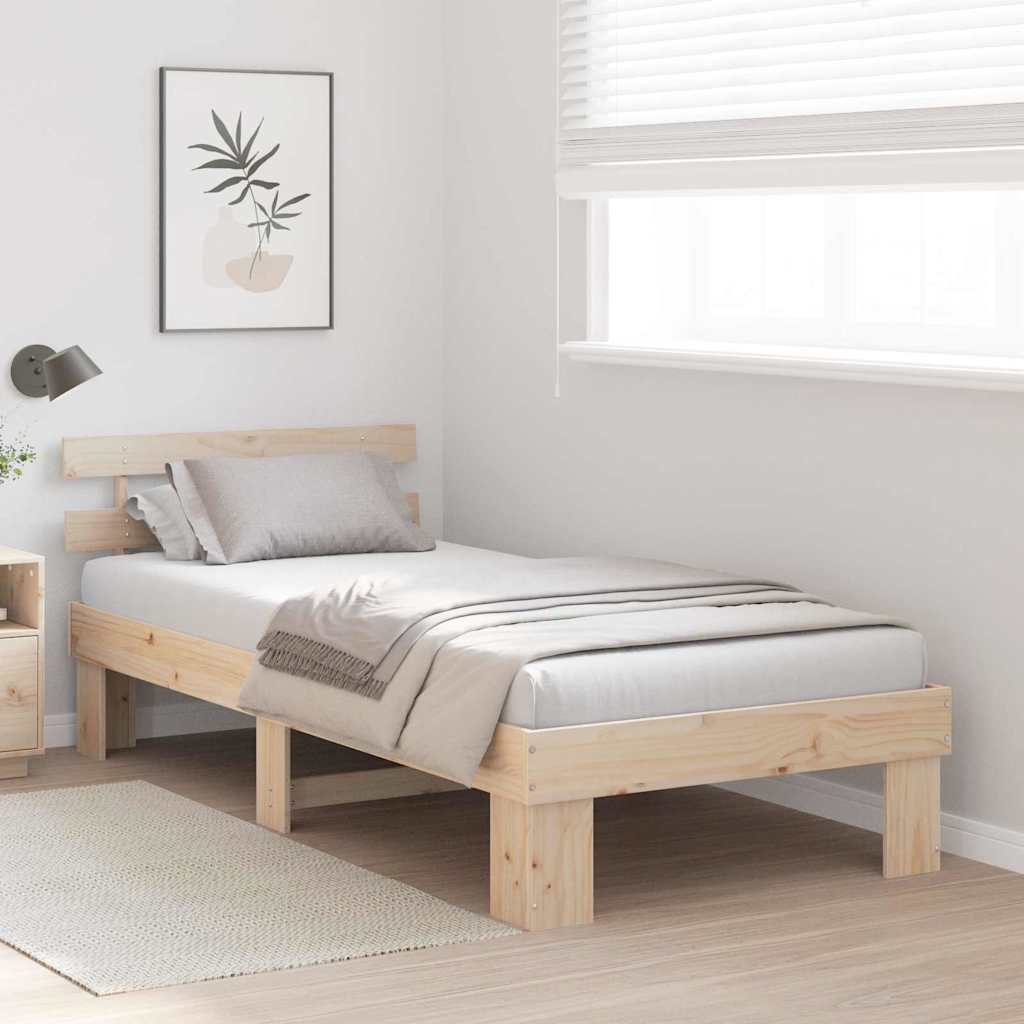 Bed Frame with Headboard Brown 90 x 190 cm