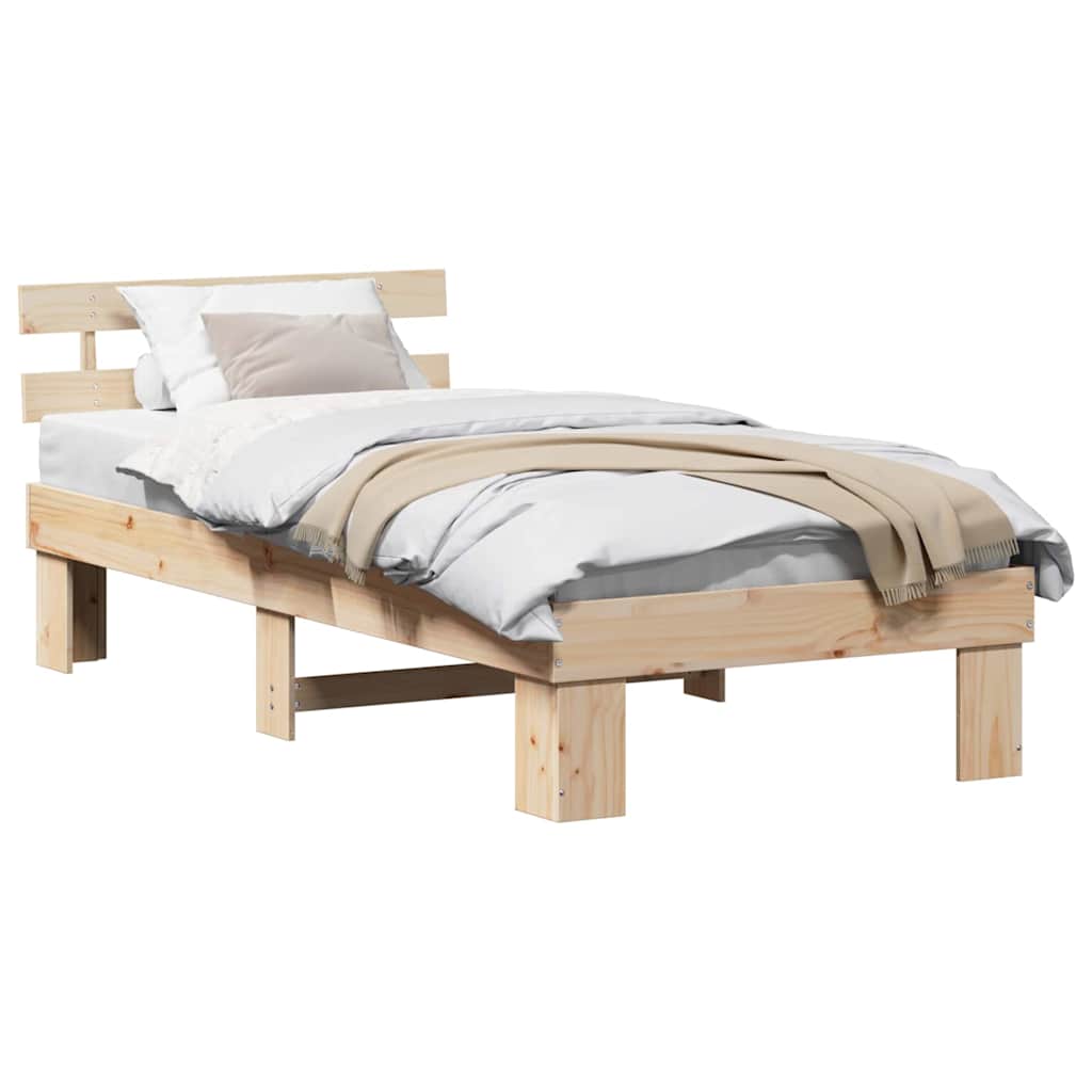Bed Frame with Headboard Brown 90 x 190 cm