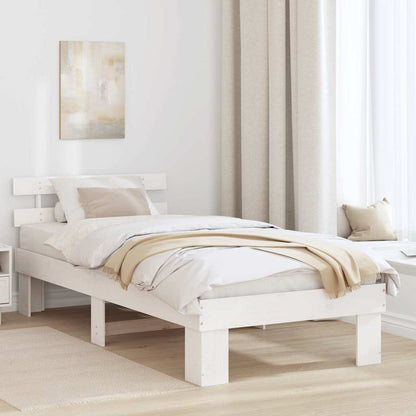Bed Frame with Headboard White 75 x 190 cm