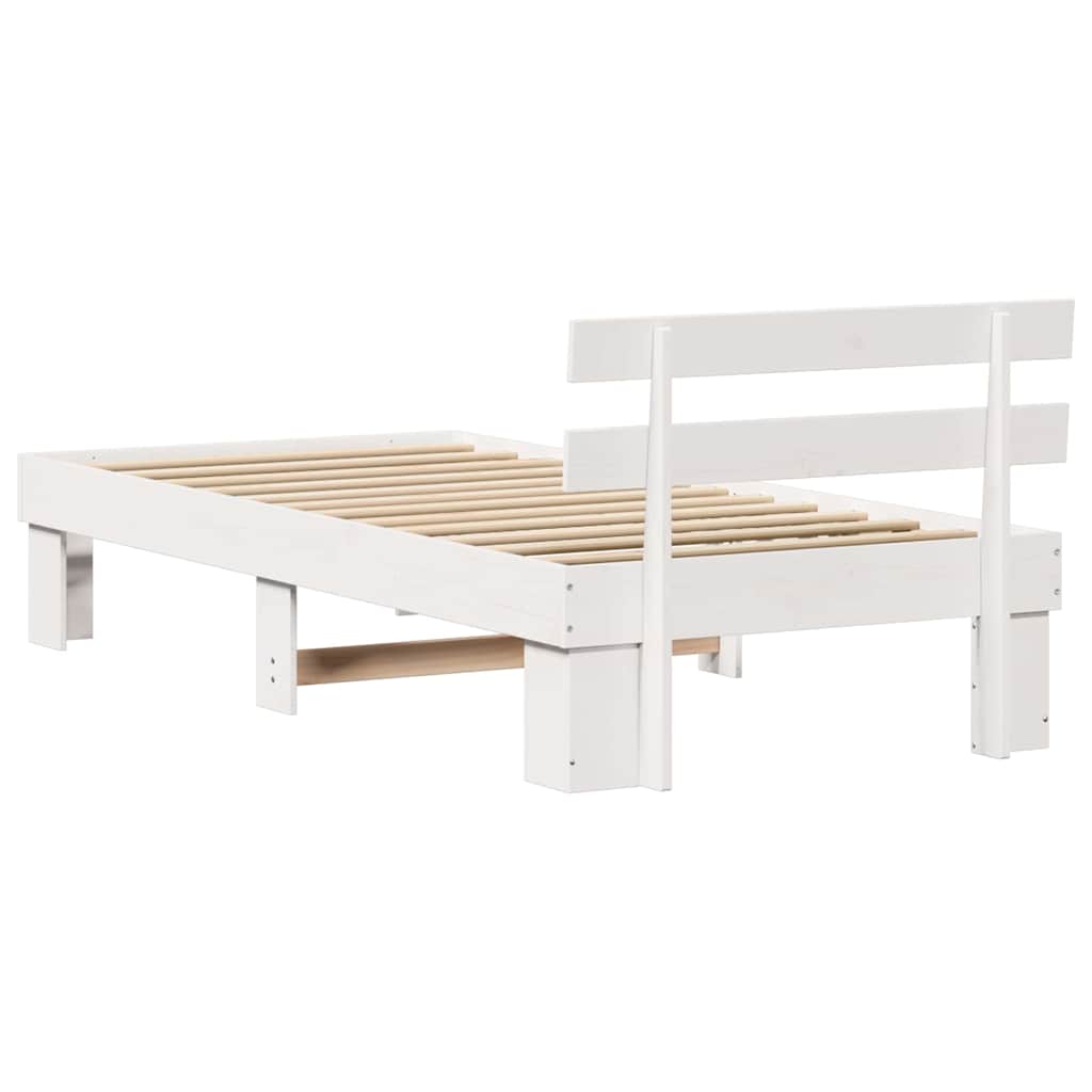 Bed Frame with Headboard White 75 x 190 cm
