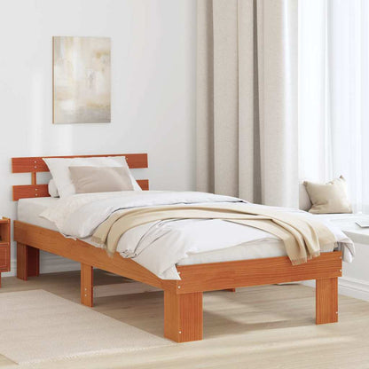 Bed Frame with Headboard Brown 75 x 190 cm
