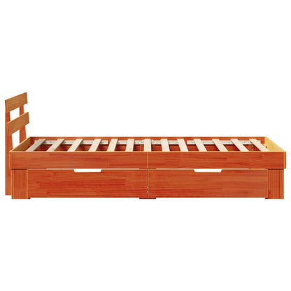Bed Frame with Headboard Wax brown 100 x 200 cm Solid pine wood