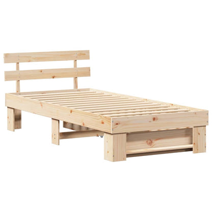 Bed Frame with Headboard Brown 90 x 200 cm Solid pine wood