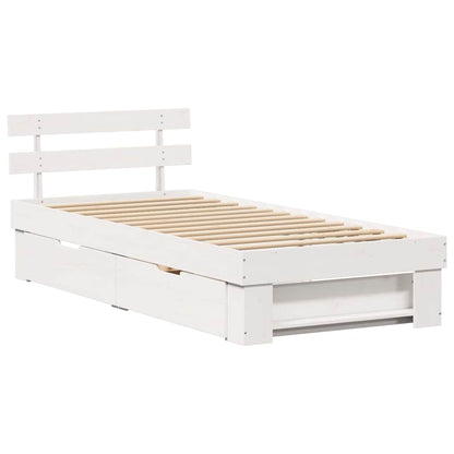 Bed Frame with Headboard White 90 x 200 cm Solid pine wood