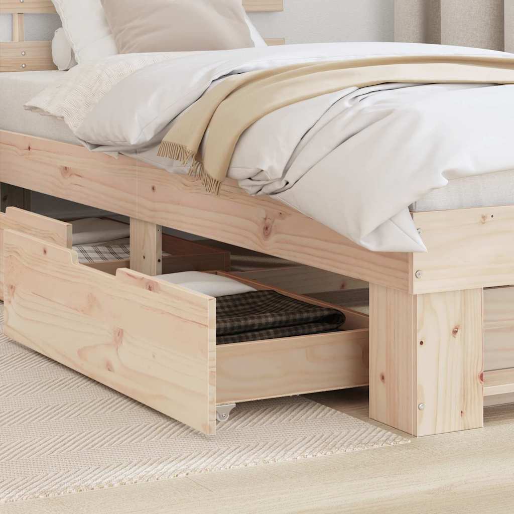 Bed Frame with Headboard Brown 80 x 200 cm Solid pine wood
