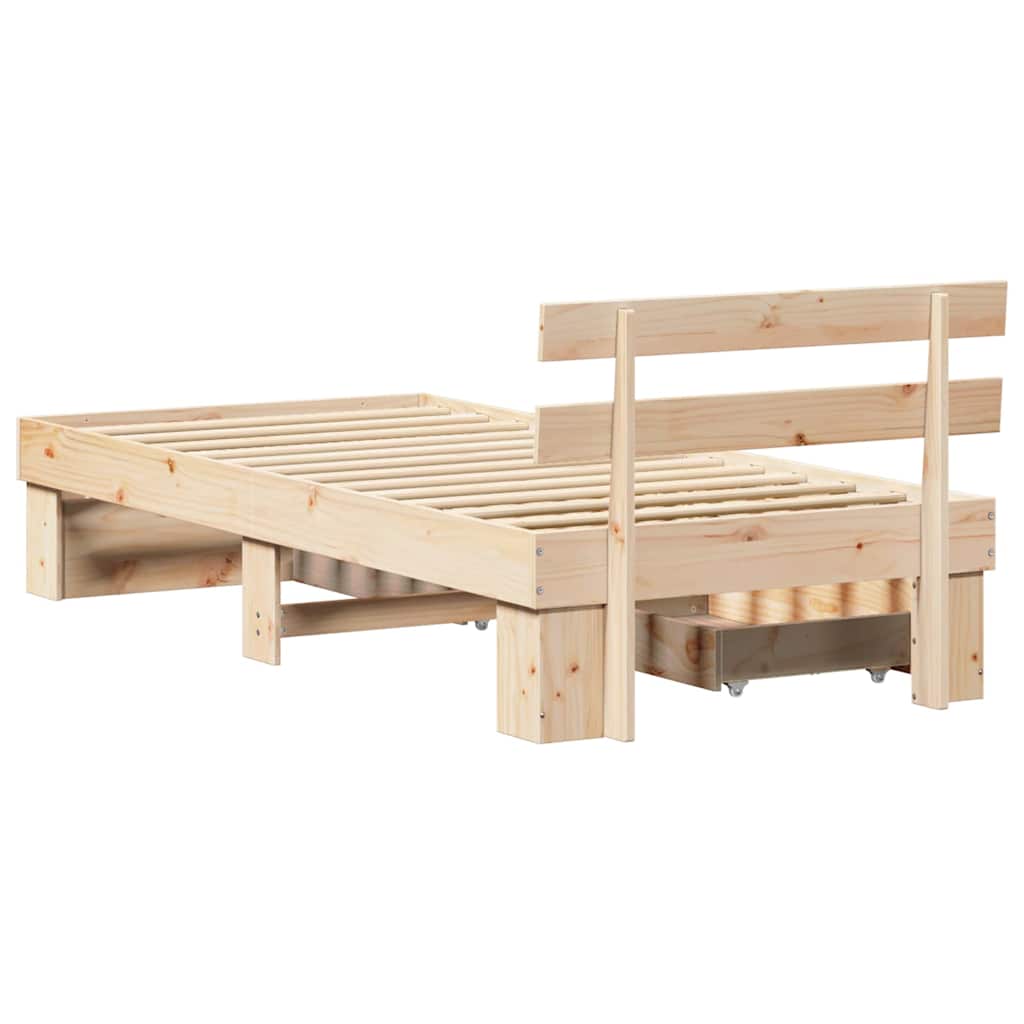 Bed Frame with Headboard Brown 80 x 200 cm Solid pine wood