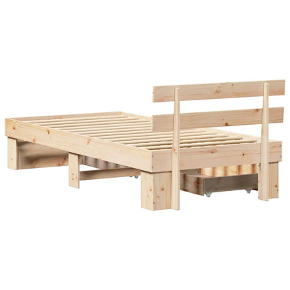 Bed Frame with Headboard Brown 80 x 200 cm Solid pine wood