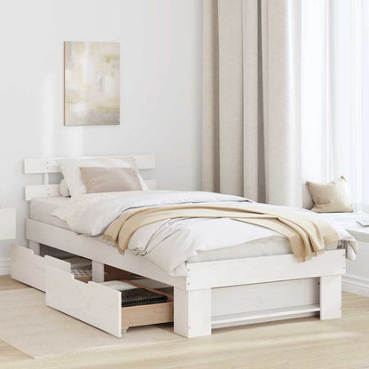 Bed Frame with Headboard White 80 x 200 cm Solid pine wood