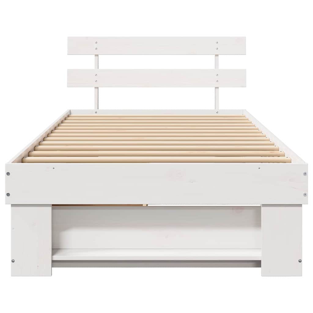 Bed Frame with Headboard White 80 x 200 cm Solid pine wood