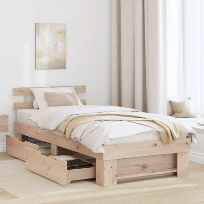 Bed Frame with Headboard Brown 90 x 190 cm Solid pine wood