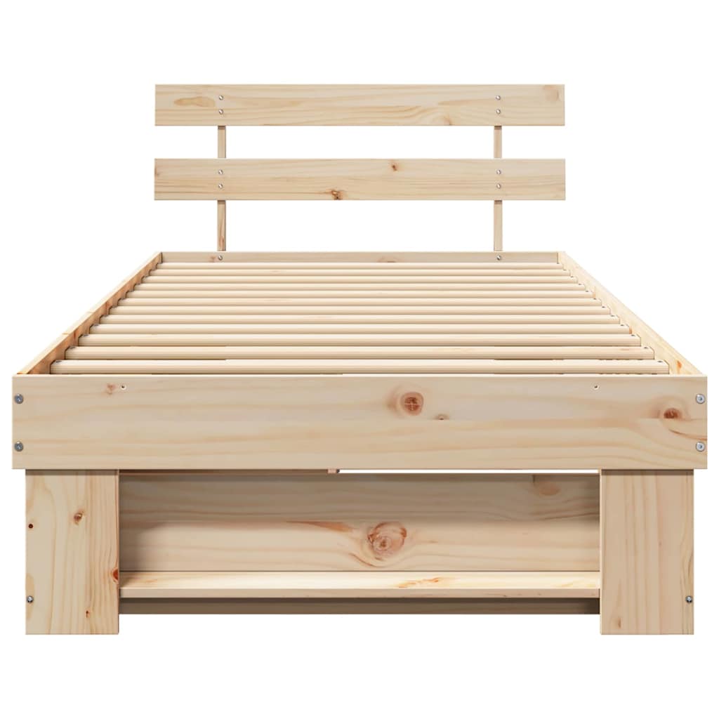 Bed Frame with Headboard Brown 90 x 190 cm Solid pine wood