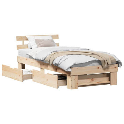 Bed Frame with Headboard Brown 90 x 190 cm Solid pine wood