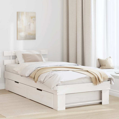 Bed Frame with Headboard White 90 x 190 cm Solid pine wood