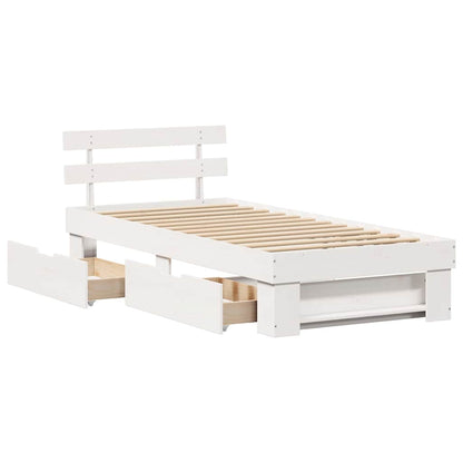 Bed Frame with Headboard White 90 x 190 cm Solid pine wood