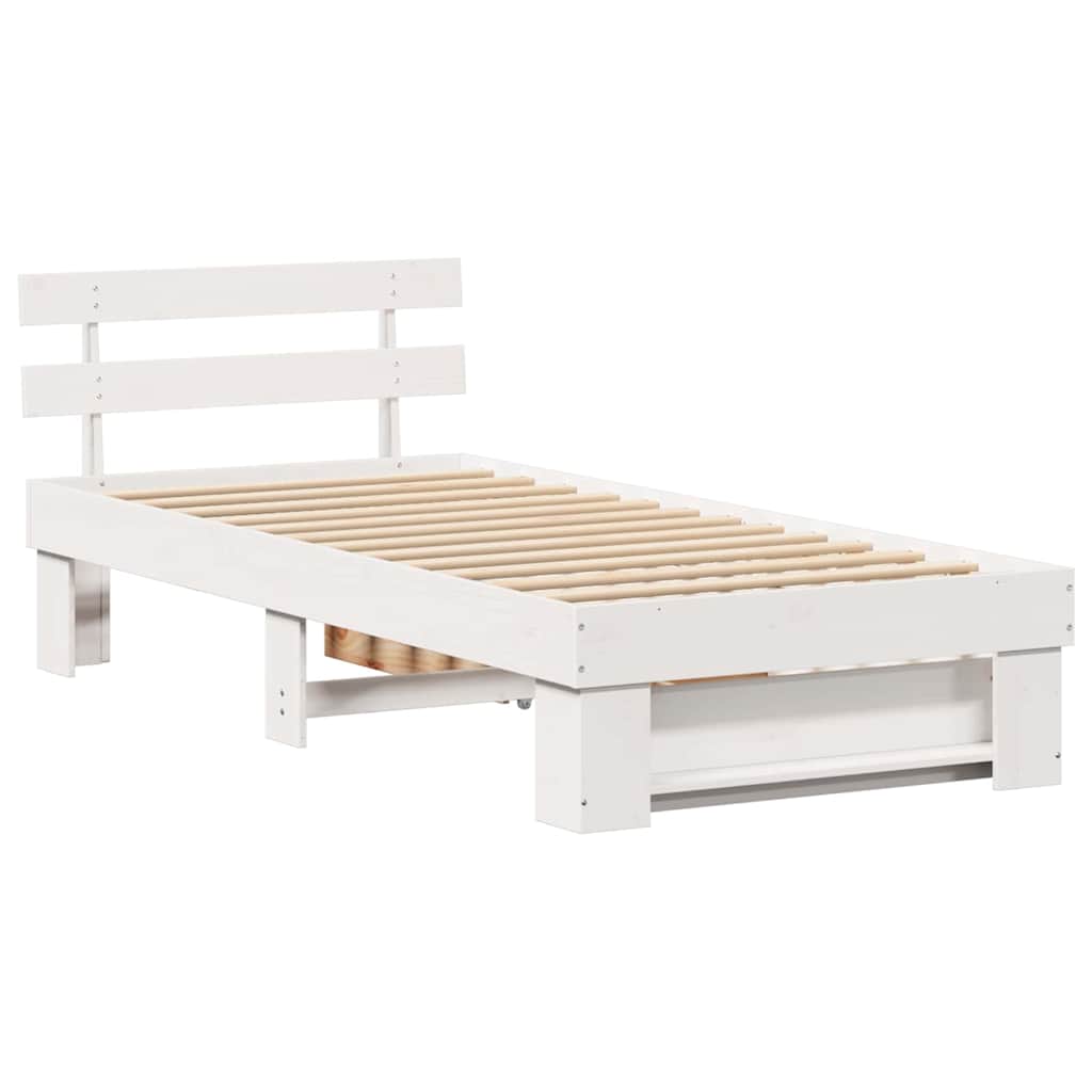 Bed Frame with Headboard White 90 x 190 cm Solid pine wood