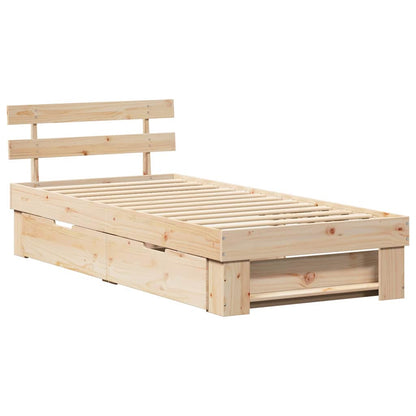 Bed Frame with Headboard Brown 75 x 190 cm Solid pine wood
