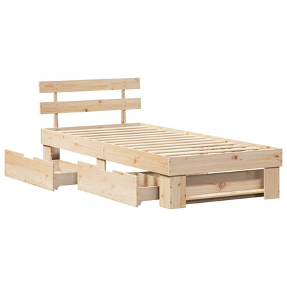 Bed Frame with Headboard Brown 75 x 190 cm Solid pine wood