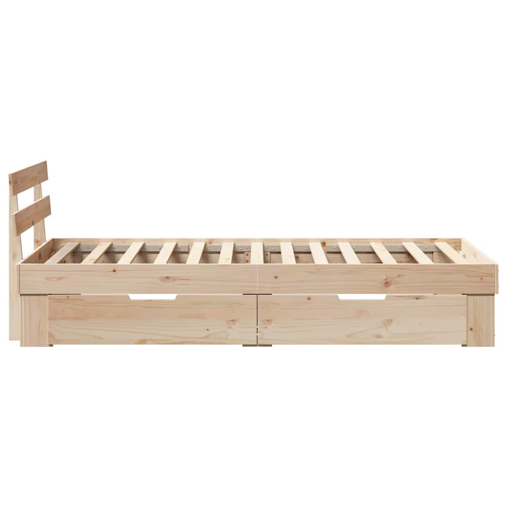 Bed Frame with Headboard Brown 75 x 190 cm Solid pine wood