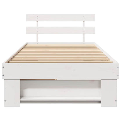 Bed Frame with Headboard White 75 x 190 cm Solid pine wood