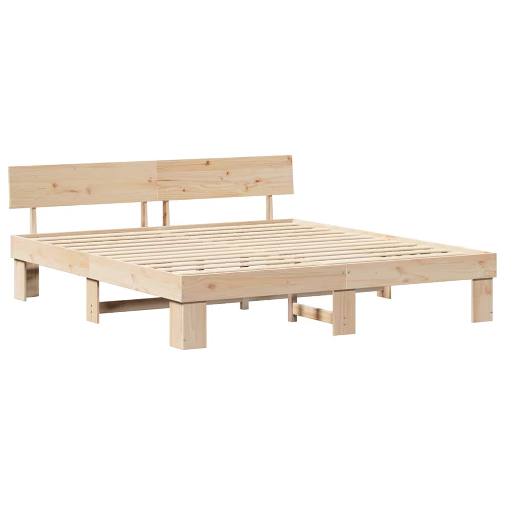 Bed Frame with Headboard Brown 180 x 200 cm Solid pine wood