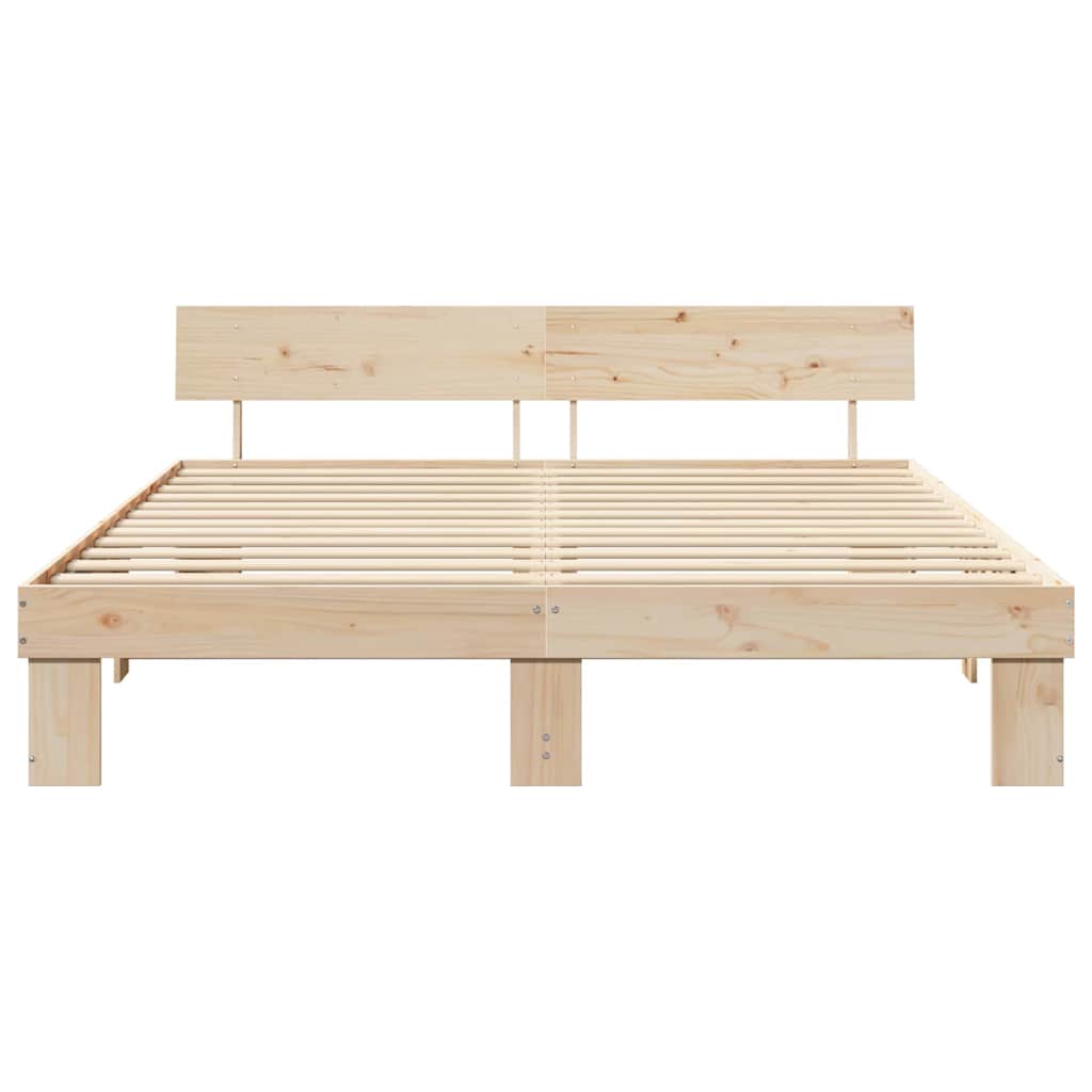 Bed Frame with Headboard Brown 180 x 200 cm Solid pine wood